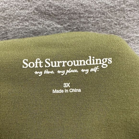Soft Surroundings Leggings Plus Size 3X Olive Green Pullon Stretch Cropped - Picture 8 of 9